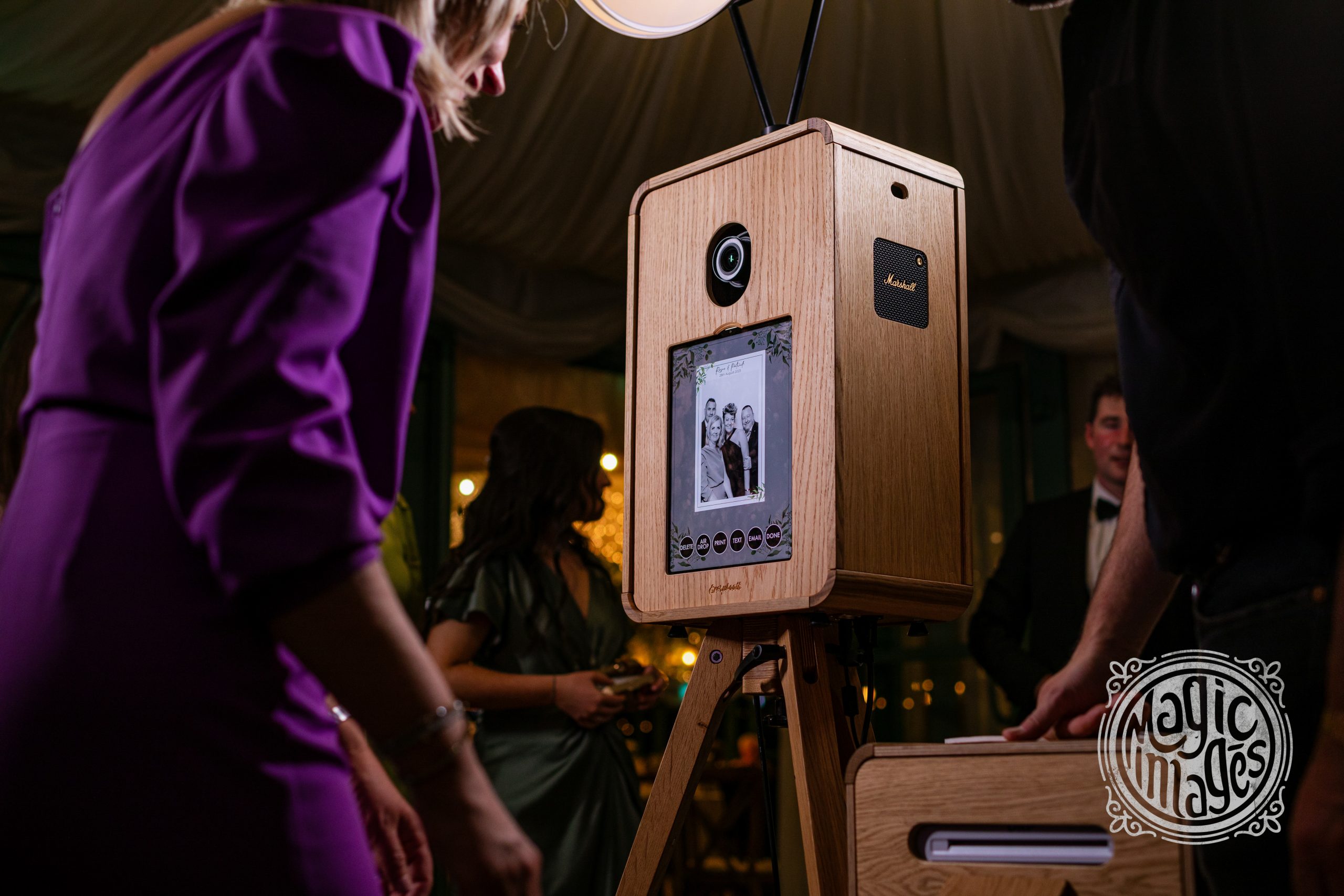 A guest using the icon photo booth